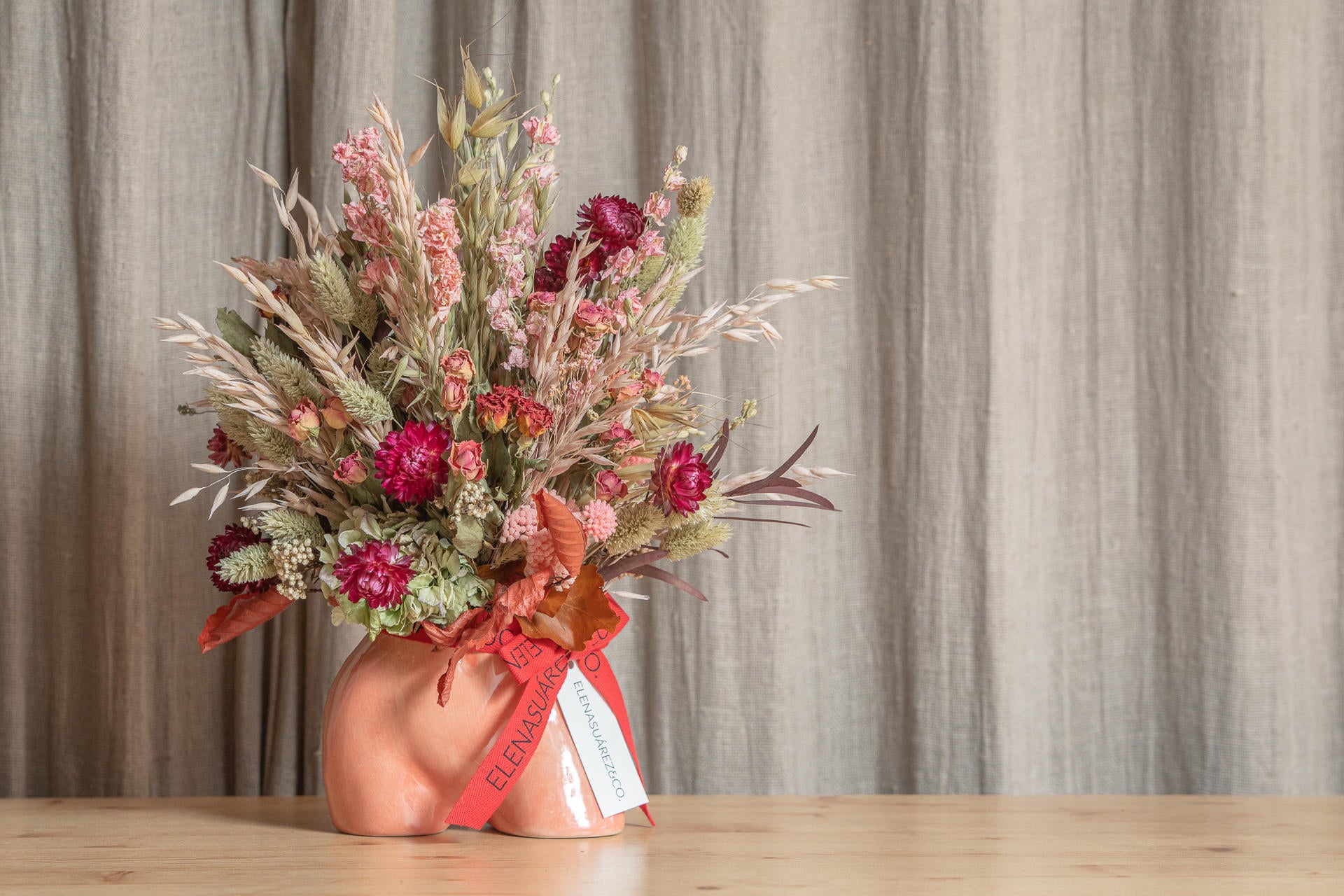 Miss y Mini Bum Bum rosa con Flores Preservadas 8