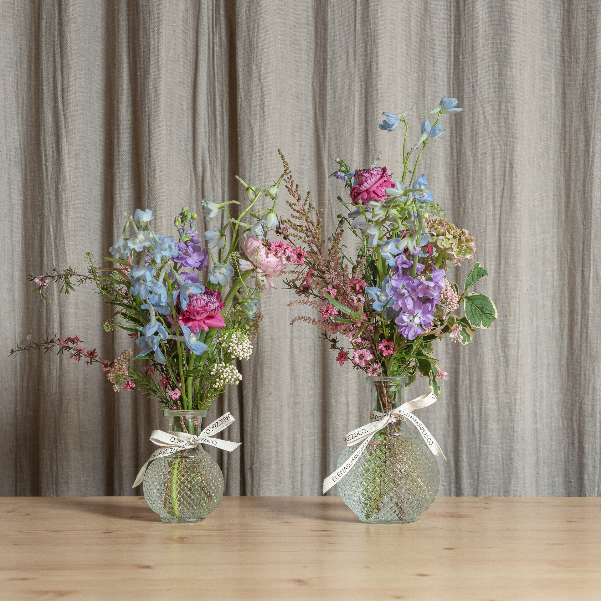 Juego de 2 Violeteros de Cristal con flores