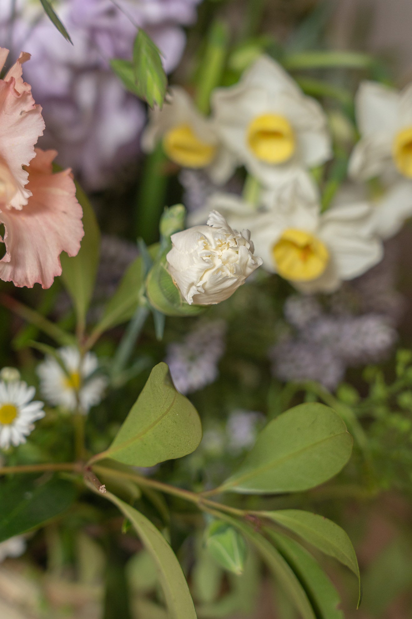 Cesto de Esparto Ovalado Pequeño con flores frescas 4