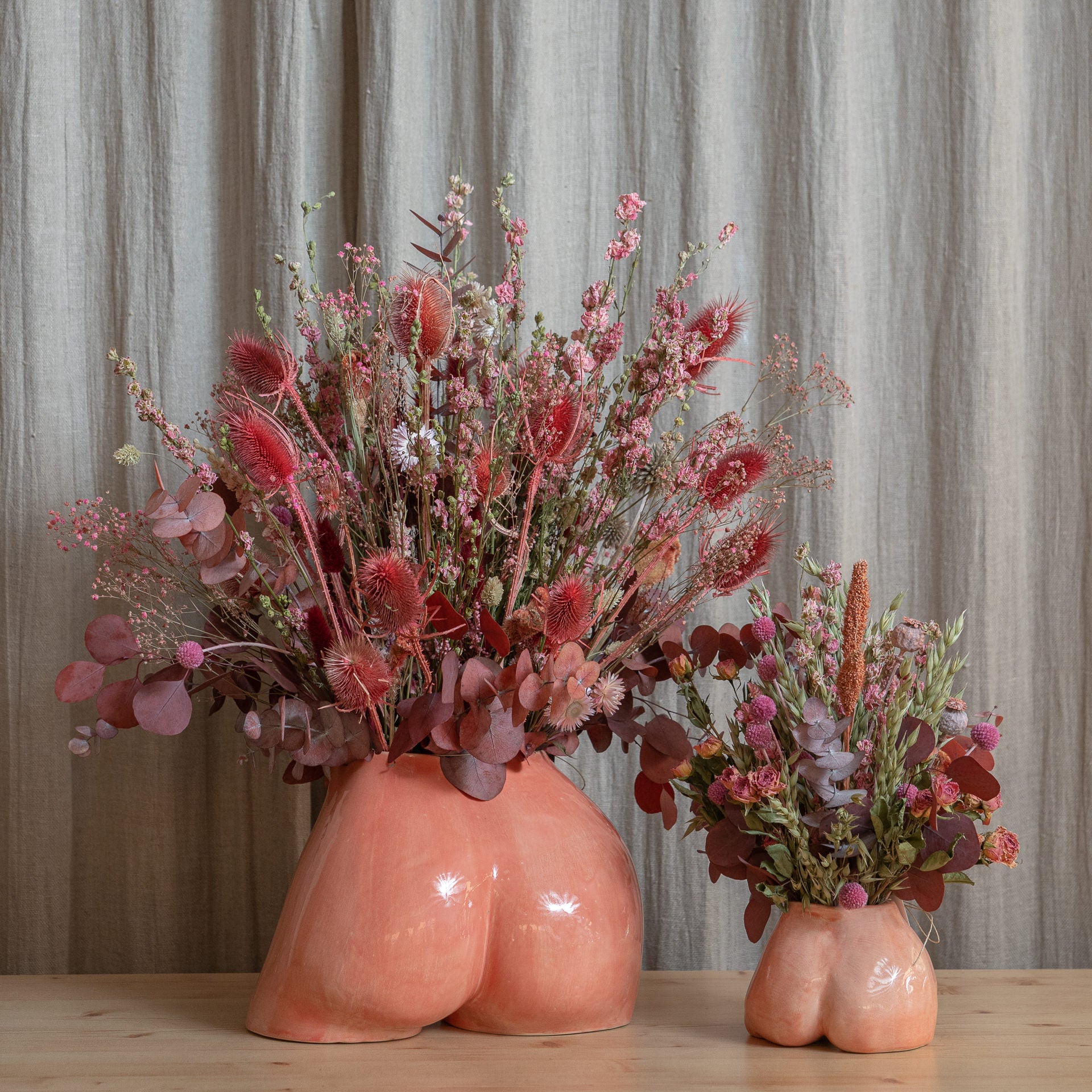 Miss y Mini Bum Bum rosa con Flores Preservadas